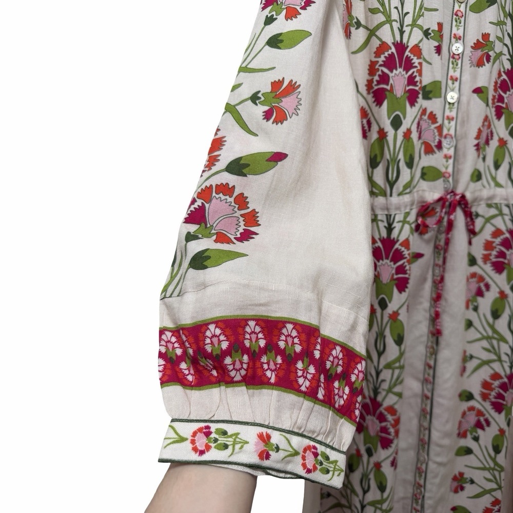 Elizabeth James The Label Lucia Floral Belted Midi Dress Size XL Linen Blend - Picture 6 of 11